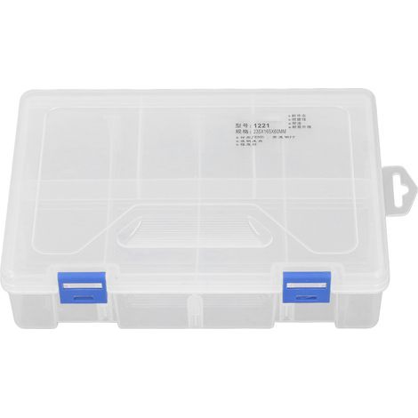 Boîte à compartiments 2 couches 8 grilles, organisateur de petites pièces, conteneur de stockage Transparent en PP avec séparateurs réglables (1/5)