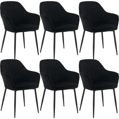 Klihome Set of 6 Velvet & Metal Legs Dining Chairs Accent home & restaurants, Black