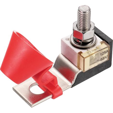 Fusible de terminal, Fusible de obstruer de terminal de 125A, Fusible de batería clasificado para marina de 58V DC y obstruer de terminal, con portafusibles, para barcos (1/5)