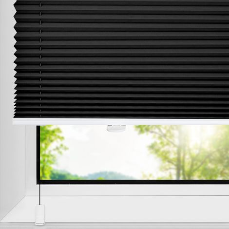 Allesin Store plissé Klemmfix sans perçage, Noir, 70 × 120 cm, Protection de la Vie privée, Protection Solaire, Stores intérieurs pour Fenêtre & Porte, Décoration Moderne pour Chambre (1/4)