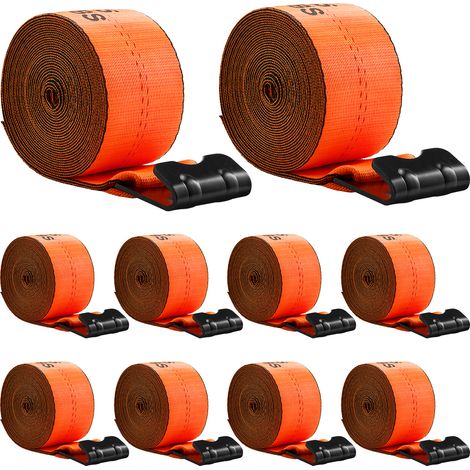 VEVOR Winch Straps, 4 in x 30 ft Truck Straps with Flat Hook, 10 Pack Heavy Duty Trailer Straps with 18000 lbs Break Strength, Cargo Tie-Down Straps, for Flatbeds, Trucks, Trailers, Farms & Rescues (1/5)