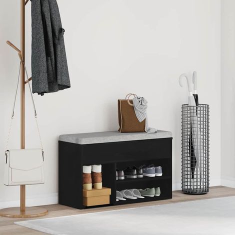 Schuhbank Schwarz Eichen-Optik 80 x 30 x 45 cm Holzwerkstoff