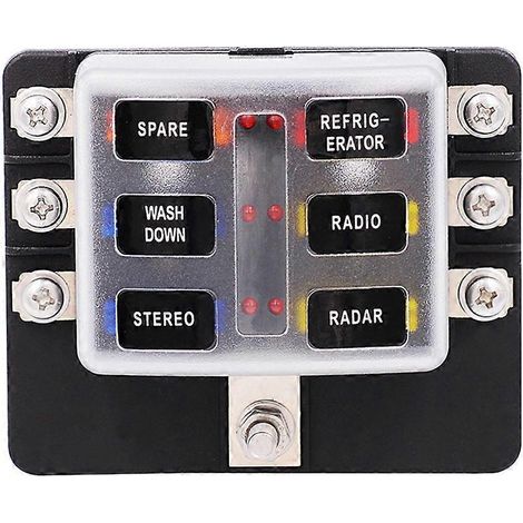 Boîte à fusibles pour voiture/camping-car, porte-fusibles à vis et écrou, borne 1 entrée, 8 sorties, 12-36 V-8.53.5cm-Black