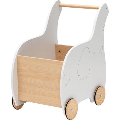 Facile à Assembler Chariot de Courses Enfant en Bois avec Roues Silencieuses en Caoutchouc et Coffre (1/5)