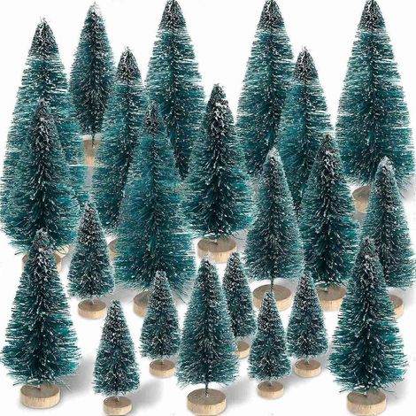 60 mini-pins d'hiver givrés en sisal avec socle en bois (1/5)