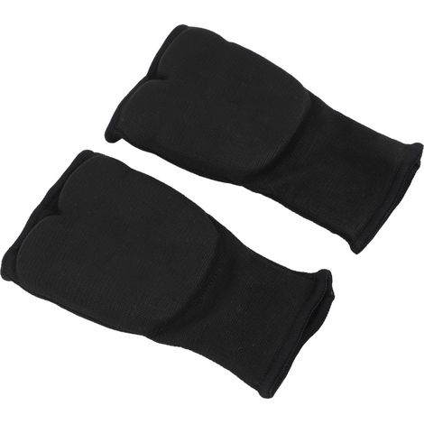 Bandes de boxe respirantes, élastiques et rembourrées pour la boxe, le kickboxing et les arts martiaux (karaté), noires. (1/5)