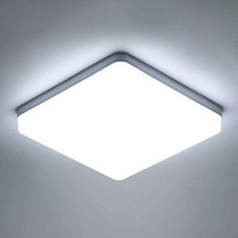 Plafonnier LED Carré 30W, Lampe de Plafond LED 4000LM, IP56 6500K Plafonnier LED, Luminaire Plafonnier Applicable à Salle De Bain, Salon, Cuisine, Chambre, Couloir, Balcon, Garage, 25 CM (1/5)