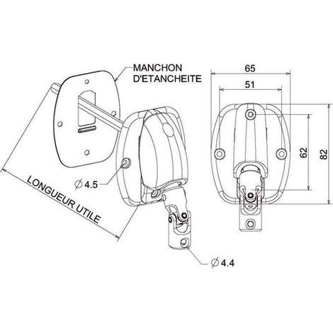 Renvoi Volet Roulant 120° + Embase Large 6P7 - Tige 255mm - ZF
