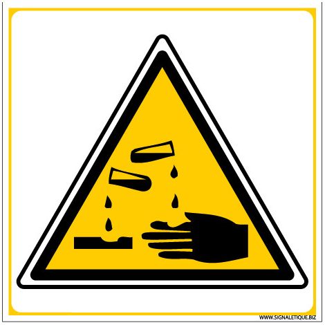 PANNEAU DANGER MATIERES CORROSIVES (C0040) - Adhésif - 125 x 125 mm