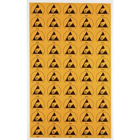 Logo antistatique (ESD) Wolfgang Warmbier 2850.3025 jaune, noir (L x l) 30 mm x 25 mm autocollant 50 (1/2)