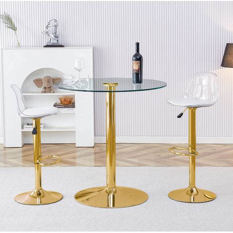 Ensemble table chaises bar rond 89 cm transparent OKMYHOME (1/5)