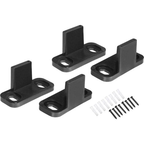 paires de guides de porte coulissante réglables en plastique avec 8 vis pour porte coulissante - Noir (1/5)