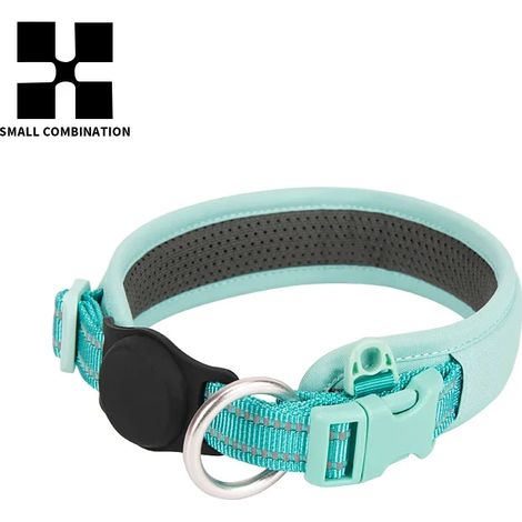 Collier rembourré pour chien, réglable avec boucle, convient à tous les types de chiens (vert turquoise, L)