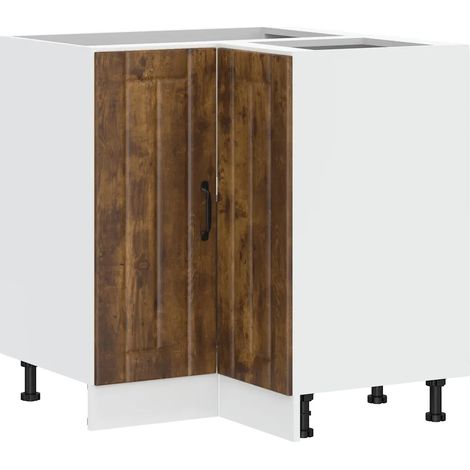 Mueble de cocina esquinero Lucca amplio espacio de almacenamiento moderno 75,5 x 75,5 x 81,5 cm madera de ingeniería acabado roble ahumado 020050107 (1/5)