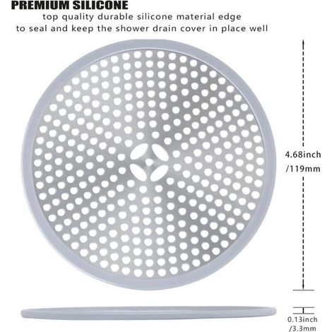 Grille de Drain Anti Cheveux pour Douche et Évier en Acier Inoxydable Argent avec Joint Silicone (1/3)