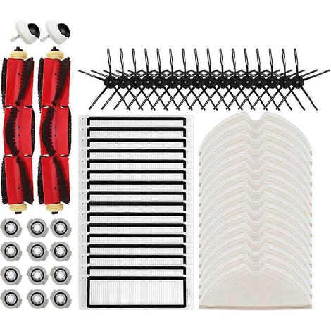 Compatible avec Roborock S5/S5 Max/S6/S6 MaxV/S6 Pure/E4/E5/S51/S52/S55 brosses principale/latérale filtre serpillière (1/5)