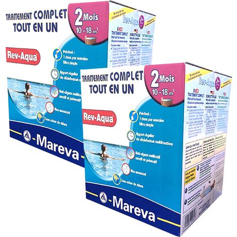Mareva – Kit traitement piscine complet – Traitement multi-actif pour bassins 10-18m³ – 4 mois d'efficacité – Non moussant