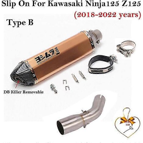 Sistema De Escape Para Motocicleta, Silenciador De Tubo De Enlace Medio Modificado Para Kawasaki Ninja125 Z125 Ninja 125 2018 - 2022( Type B) (1/5)