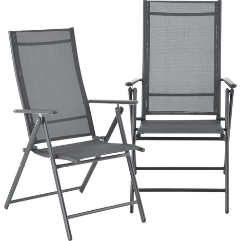 Set di 2 sedie da giardino con braccioli grigio scuro 030009602