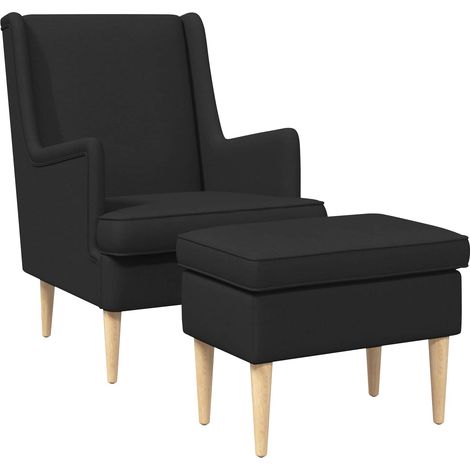 Maison Exclusive - Sessel mit Fußhocker 2 stk. Schwarz Stoff (1/5)