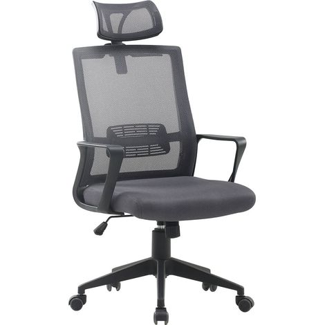 Silla de oficina con ruedas y reposacabezas en polipropileno Teill Black SKLUM              (1/5)