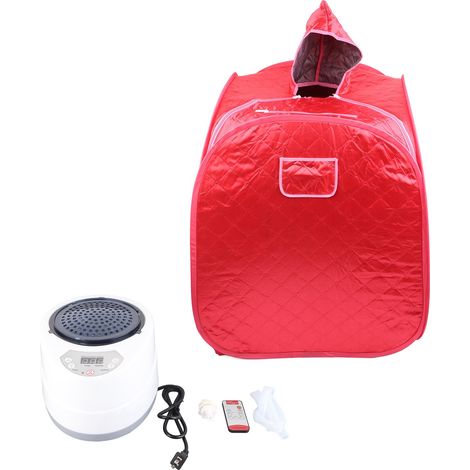Sac à vapeur portable pliable pour bain de fumigation, tente sauna individuelle avec télécommande, boîte de vapeur à domicile, 110V, fiche américaine, rouge (1/5)
