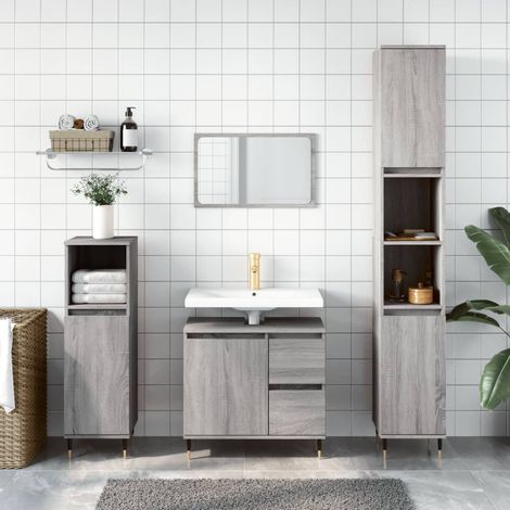 Armoire de bain，Meuble de salle de bain sonoma gris 65x33x60 cm bois d'ingénierie CFW478193 (1/5)