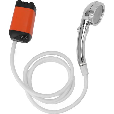 Tragbare Campingdusche, 3-stufig verstellbare Pumpe, elektrisch, wiederaufladbar, orange (1/5)
