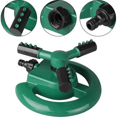 Arroseur de jardin, arroseur de pelouse rotatif automatique à 360 degrés, couverture de grande surface, arroseur d'eau étanche à 3 bras pour pelouse, plantes, tuyau d'arrosage (1/5)