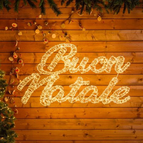 Buon Natale 3D con MicroLed bianco caldo e bianco Ø 1,5 mm per decorazioni natalizie -102 cm (1/4)