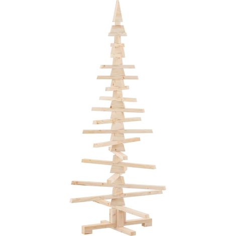 Sapin de Noël Arbre de Noël en bois pour décoration 150 cm Bois de pin massif (1/5)
