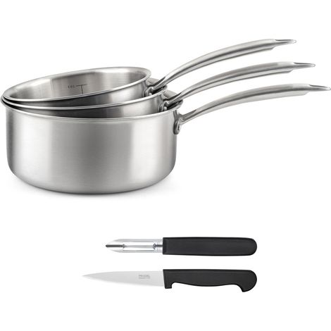 Gourmet - Set 3 casseroles 16/18/20cm inox, 1 éplucheur et 1 couteau office (1/4)