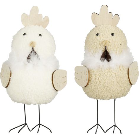 Mica Decorations Dekofigur Huhn 24 cm weiß hellbraun 2-fach sortiert Dekofigur