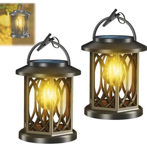 Faroles solares, luces intermitentes impermeables, decoración para patios y jardines (2 unidades) (1/5)