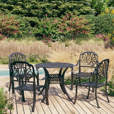 vidaXL Ensemble de bistro 5 pcs Aluminium coulé Noir (1/5)