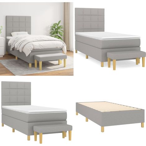 Boxspringbett mit Matratze Hellgrau 100x200 cm Stoff - Boxspringbett - Doppelbett - Schlafraum - Bettgestell - Bettauflage - Home & Living (1/5)