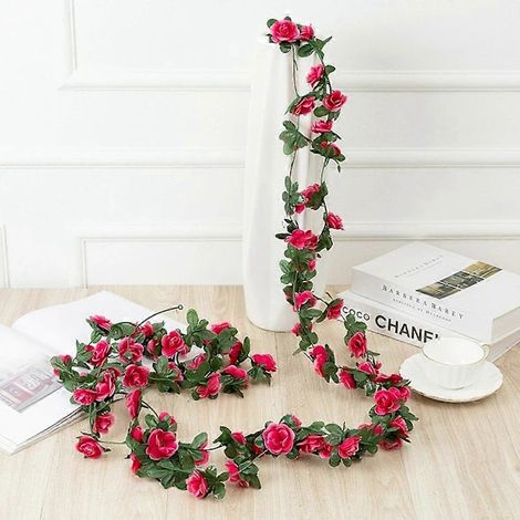 Guirlande de pivoines artificielles de 2,5 m, 45 fleurs, pour décoration murale ou de plafond, multicolore, rose multicolore-AquaForge (1/2)