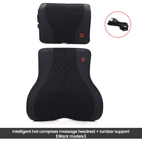 Siege de Massage Chauffant Electrique Voiture Coussin Lombaire Memoire Appui-tete et soutien lombaire - Pour Siege de Voiture ou Bureau (1/5)