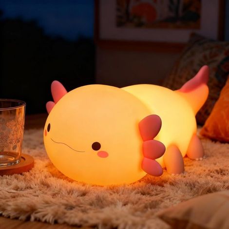Veilleuse enfant en forme de canard Deux modes de couleur Lampe LED rechargeable Minuterie de 20 minutes Commandes tactiles Matériau en silicone lavable Sans BPA Jaune (1/5)