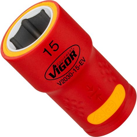 VIGOR Steckschlüsseleinsatz, EV, 3/8 (10 mm) Vierkant hohl, Außen Sechskant Profil, SW 15 mm (1/2)
