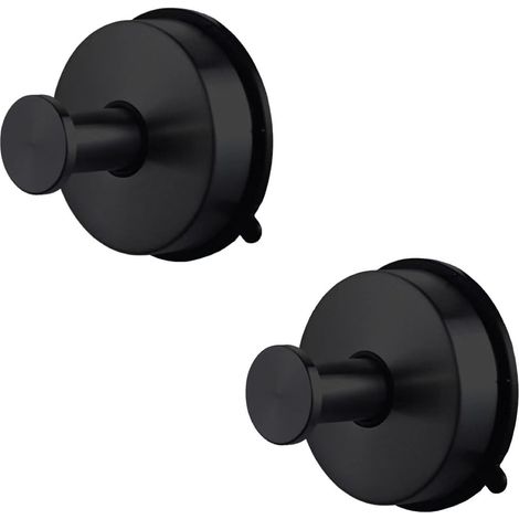 Edelstahl-Saughaken (2er-Set), Handtuchhalter für Bad und Küche, Garderobenhaken, schwarz