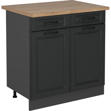 Küchenunterschrank R-Line, Anthrazit Landhaus, 80 cm , AP Eiche, Vicco