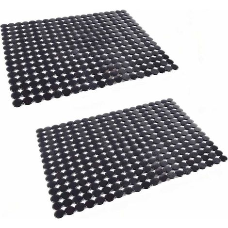 Ensemble de deux tapis d'évier de cuisine, noirs, découpés sur mesure, protègent l'évier des saletés et des rayures, adaptés aux assiettes (40 x 30 cm)