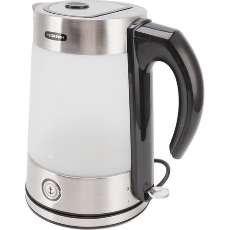 Bouilloire électrique (1,7 litre) en verre borosilicate, adaptée au thé et au café, avec arrêt automatique, adaptée à la table de cuisine, prise UE (220-240 V) (1/5)