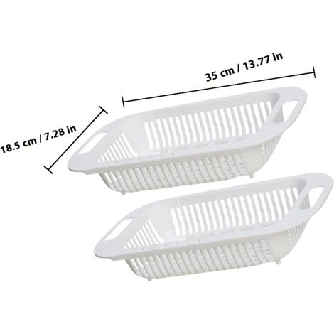 Égouttoir de cuisine lot de 2 rétractable PP blanc (1/4)