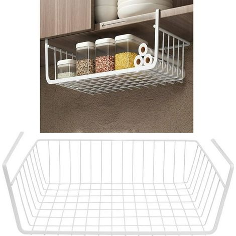 Aufbewahrungskörbe für unter Regale, große Hängekörbe, die unter Regale geschoben werden können, Metallregale für unter Regale für Schränke, Aufbewahrungsboxen in Körben, Speisekammer, Büro, weißer St
