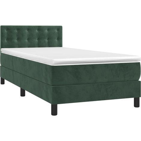 vidaXL Sommier à lattes de lit avec matelas Vert foncé 90x190 cm