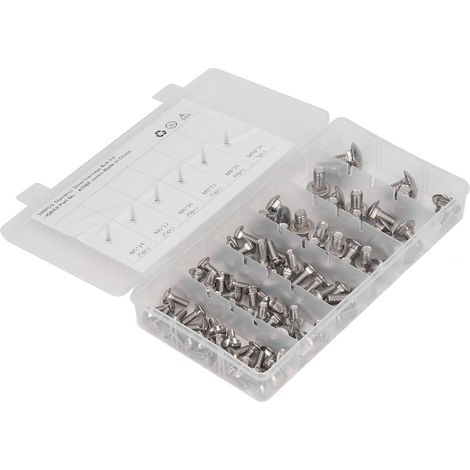 Ensemble de 100 pièces - 6 tailles de boulons à tête ronde et collet carré en acier inoxydable 304 / boulons à tête ronde et collet carré / boulons pour racks et chemins de câbles (1/5)