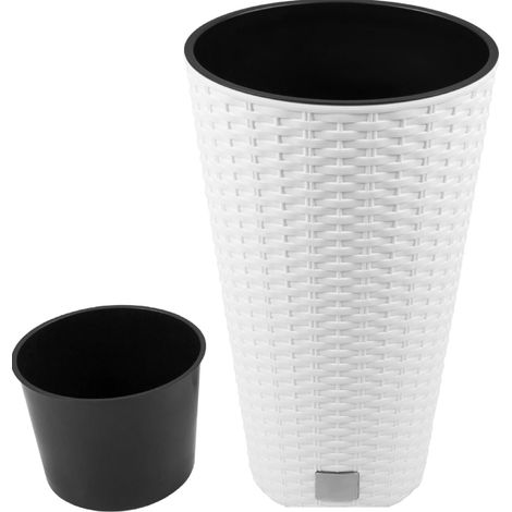 DRTUS200-S449 VASO DA FIORI IN RATTAN ALTO RATO TUBUS BIANCO