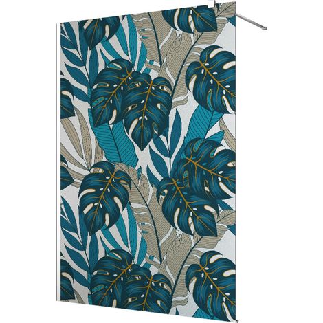 Stickers paroi de douche dépoli - Feuilles Tropicales - 100 x 200 cm